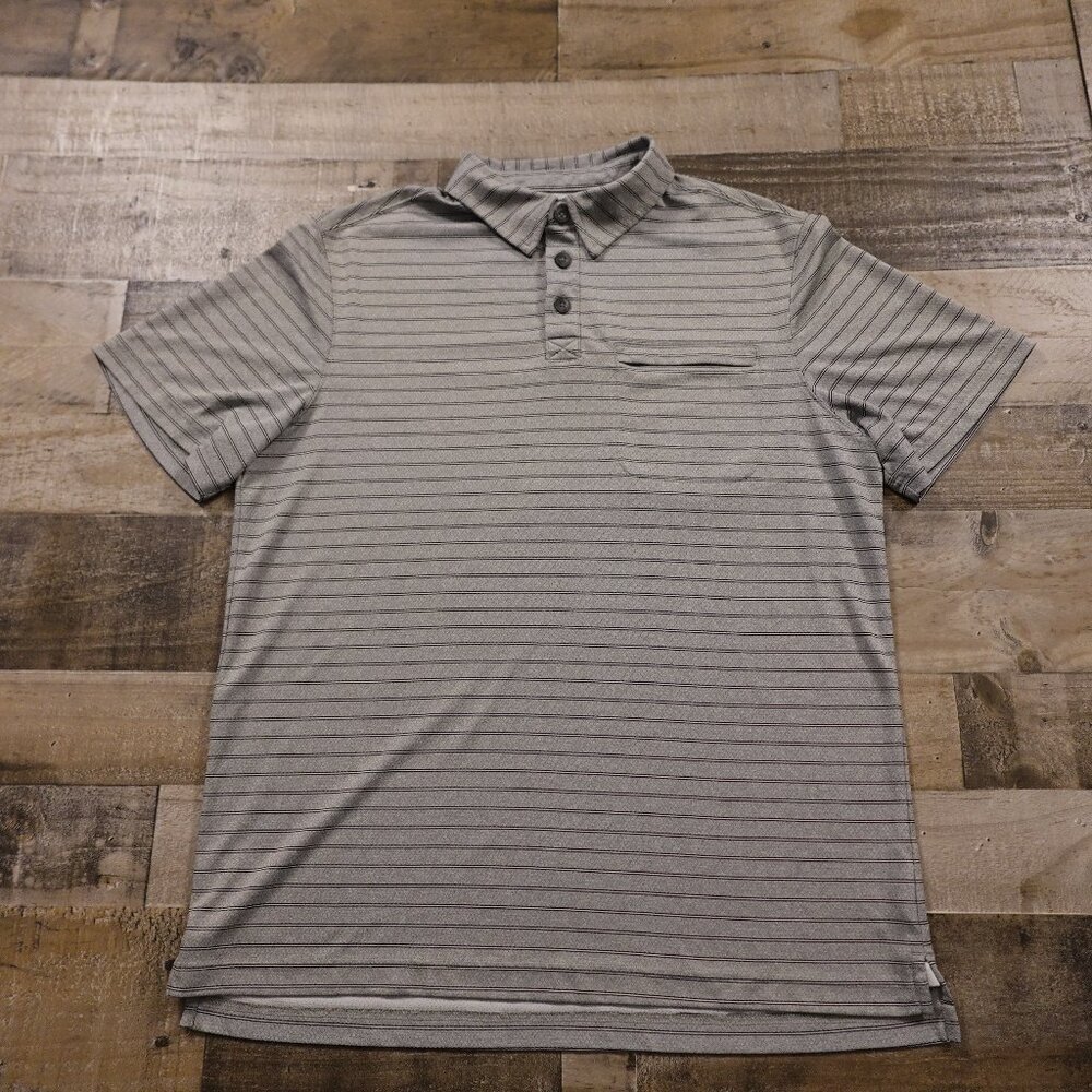 Duluth Trading Armachillo Cooling Short Sleeve Stripe Polo shirt men's medium